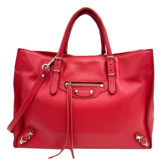 BALENCIAGA Red Leather Shoulder Bag - Picture 1 of 13